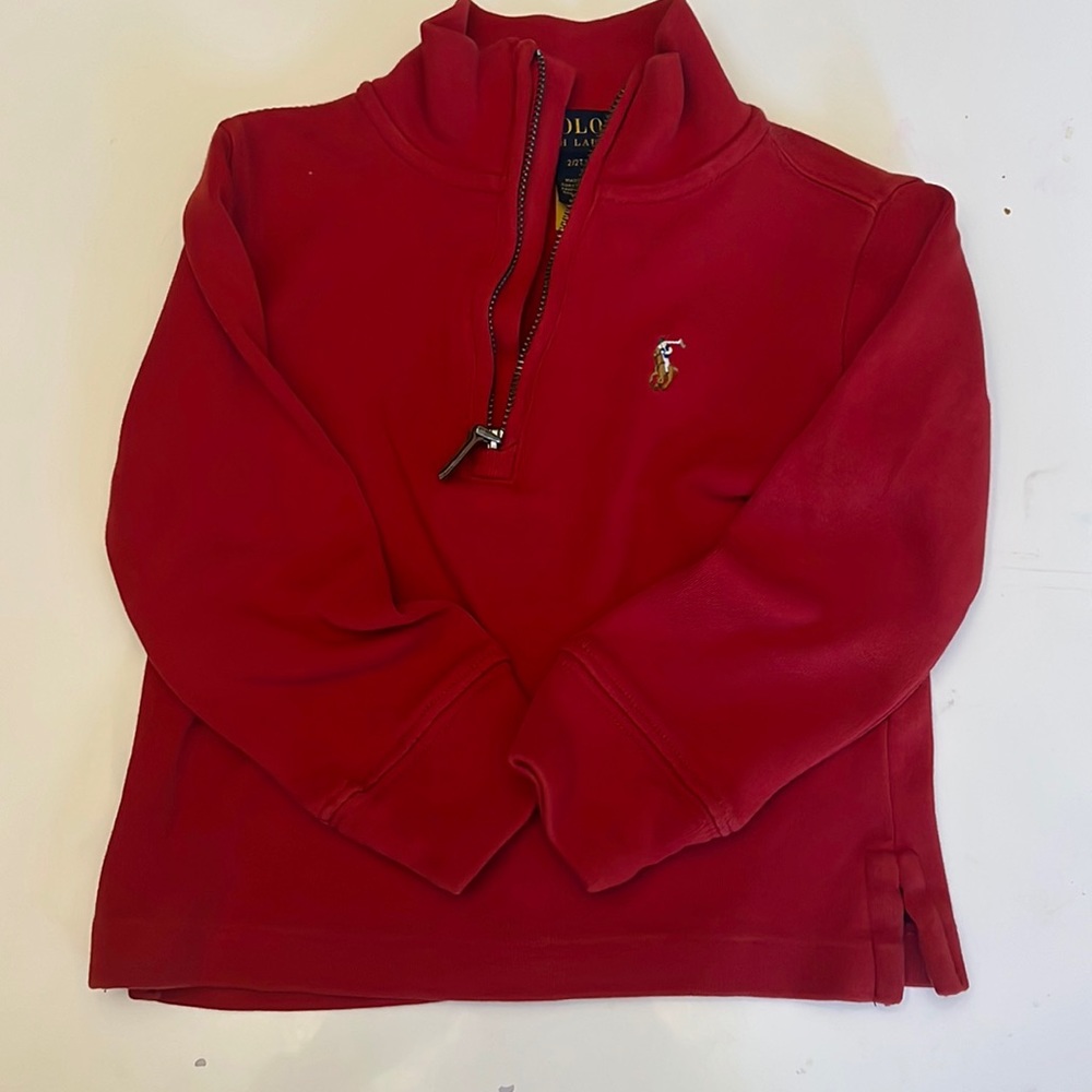 2T toddler boy cotton interlock quarter zip pullover.